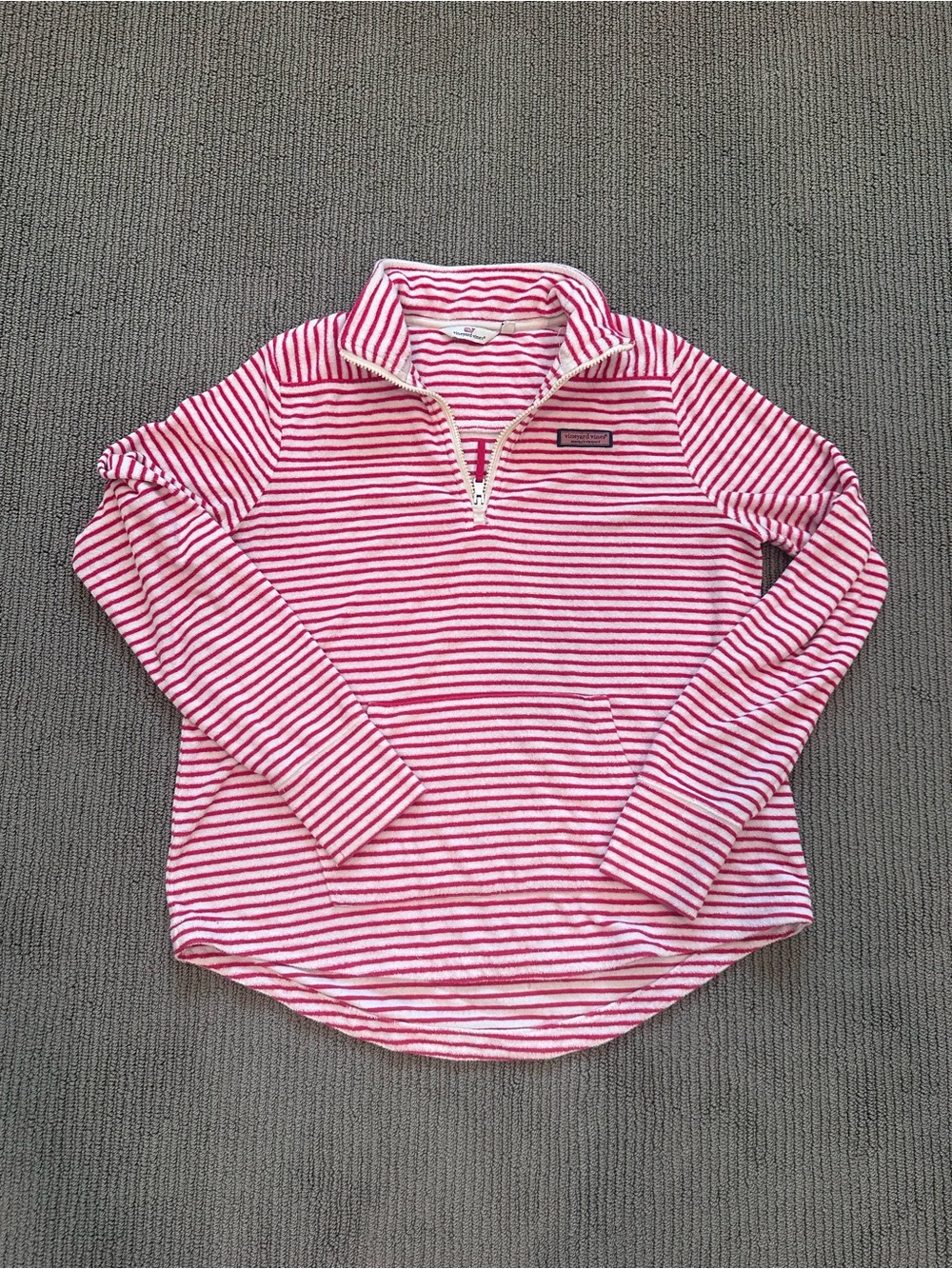 VINEYARD VINES red and white striped terry cloth Shep shirt